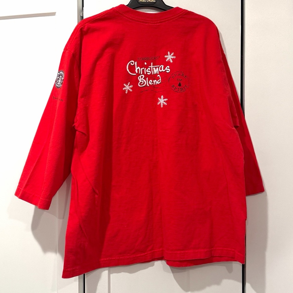 RARE Starbucks Size XL Vintage Red Shirt Christmas Blend OLD LOGO Top